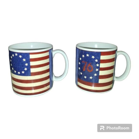 2 Sakura Brandon House Warren Kimble Spirit of the Flag Mugs - Picture 2 of 7